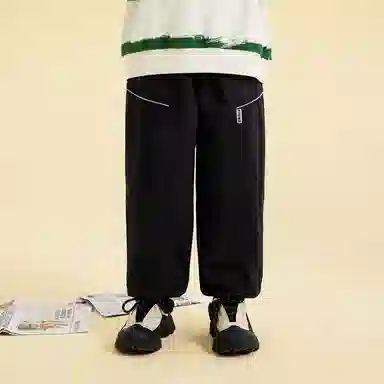 青蛙王子 纯色休闲百搭长裤 黑色 青少年