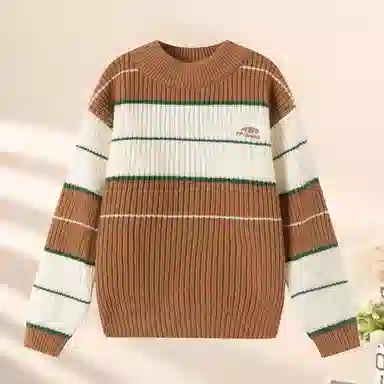 青蛙王子 时尚洋气休闲百搭条纹长袖毛衣 中小童