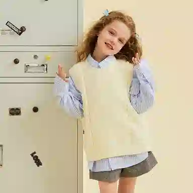 青蛙王子 舒适洋气宽松纯色百搭毛衣 儿童款