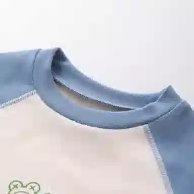 青蛙王子 时尚洋气圆领插肩拼色内衣套装儿童款