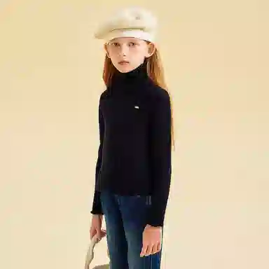 青蛙王子 时尚洋气舒适亲肤纯色高领长袖毛衣 中小童