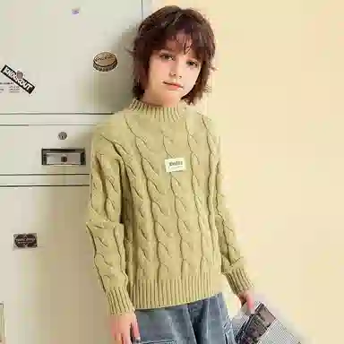 青蛙王子 时尚洋气落肩字母印花长袖毛衣 中小童