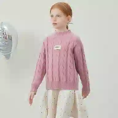 青蛙王子 时尚洋气落肩字母印花长袖毛衣 中小童