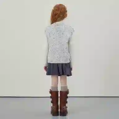 青蛙王子 简约开叉设计时尚套头毛衣 花白灰 儿童款