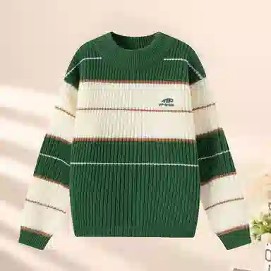 青蛙王子 时尚洋气休闲百搭条纹长袖毛衣 中小童