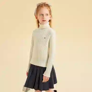 青蛙王子 时尚洋气舒适亲肤纯色高领长袖毛衣 中小童