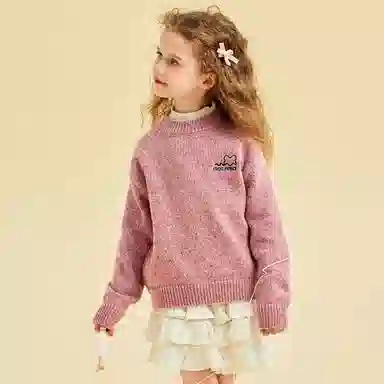 青蛙王子 缤纷薄绒系列 圆领纯色长袖毛衣 儿童款