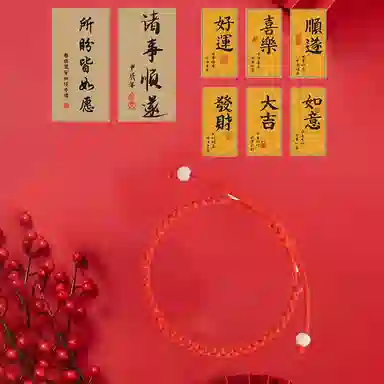 灵晔 国潮新中式小众设计简约大方百搭时尚潮流吉祥如意经典中式民族风招财纳福#平安好运 编织物 手绳 男女同款情侣款