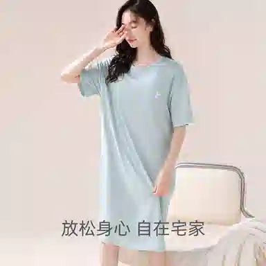 欧迪芬 薄款舒适亲肤休闲短袖睡裙 女款