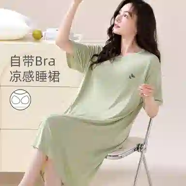 欧迪芬 薄款舒适亲肤休闲短袖睡裙 女款