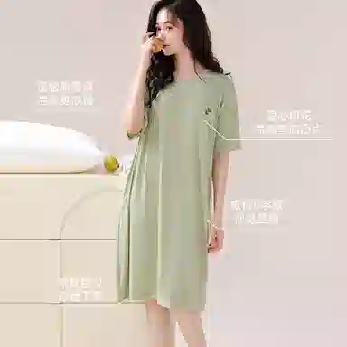 欧迪芬 薄款舒适亲肤休闲短袖睡裙 女款