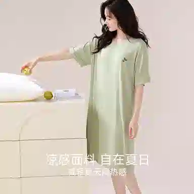 欧迪芬 薄款舒适亲肤休闲短袖睡裙 女款