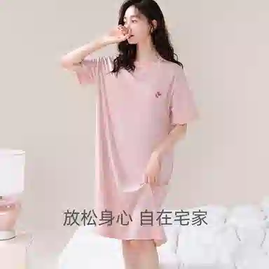 欧迪芬 薄款舒适亲肤休闲短袖睡裙 女款