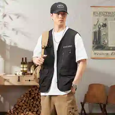 啄木鸟 户外工装机能风多口袋拉链休闲宽松速干无袖马甲 男女同款