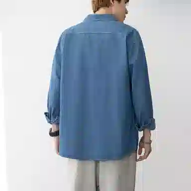 啄木鸟 美式高街复古水洗做旧长袖纯色宽松休闲薄款牛仔外套 男女同款