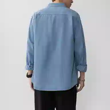 啄木鸟 美式高街复古水洗做旧长袖纯色宽松休闲薄款牛仔外套 男女同款