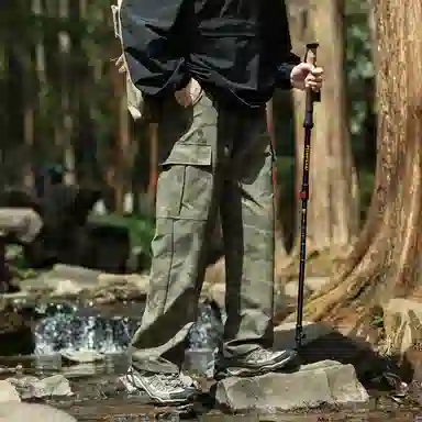 啄木鸟 美式复古迷彩户外工装大口袋长裤垂感宽松直筒休闲裤 男女同款