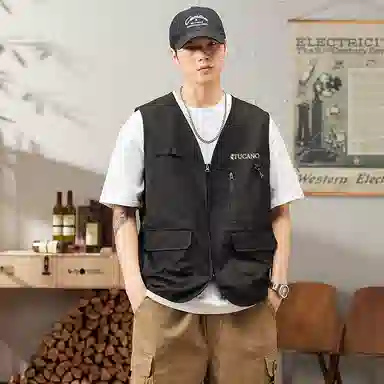 啄木鸟 户外工装机能风多口袋拉链休闲宽松速干无袖马甲 男女同款