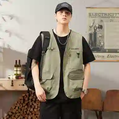 啄木鸟 户外工装机能风多口袋拉链休闲宽松速干无袖马甲 男女同款