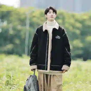 啄木鸟 美式雪山简约风蓬松面包服宽松立领保暖百搭棉服水洗直筒牛仔长裤休闲运动套装 男款