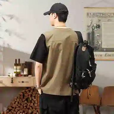 啄木鸟 户外工装机能风多口袋拉链休闲宽松速干无袖马甲 男女同款