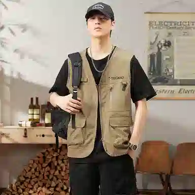 啄木鸟 户外工装机能风多口袋拉链休闲宽松速干无袖马甲 男女同款