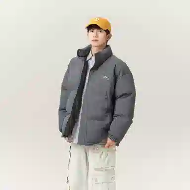 啄木鸟 纯色简约潮流宽松百搭立领加厚棉服 男女同款 深灰