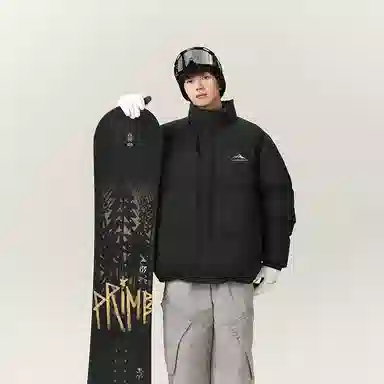 啄木鸟 纯色简约潮流宽松百搭立领加厚棉服 男女同款 深灰