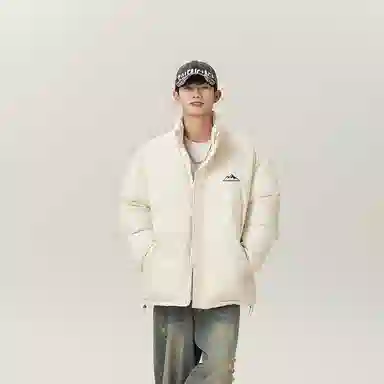 啄木鸟 纯色简约潮流宽松百搭立领加厚棉服 男女同款 深灰