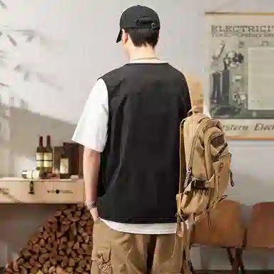 啄木鸟 户外工装机能风多口袋拉链休闲宽松速干无袖马甲 男女同款