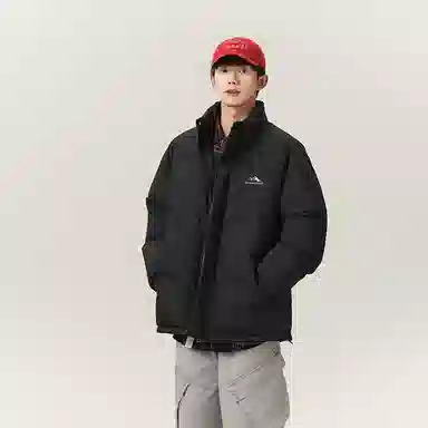 啄木鸟 纯色简约潮流宽松百搭立领加厚棉服 男女同款 深灰