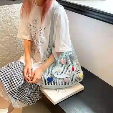 捷朗仕 大容量针织镂空百搭通勤休闲 织物 腋下包单肩包 常规 女款 白色/卡其色/浅蓝色/深蓝色