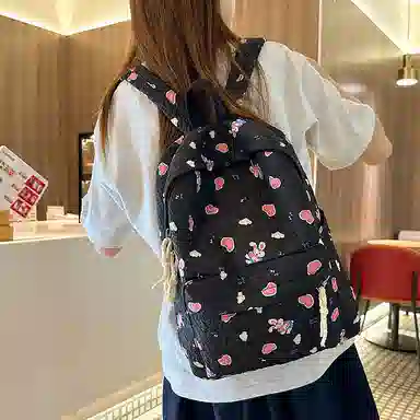 捷朗仕 可爱涂鸦印花高级质感温柔复古 尼龙 双肩包 女款 多色