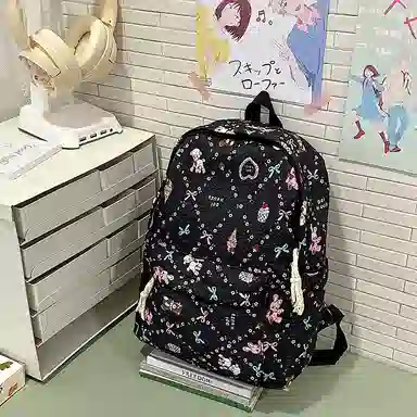 捷朗仕 可爱涂鸦印花高级质感温柔复古 尼龙 双肩包 女款 多色