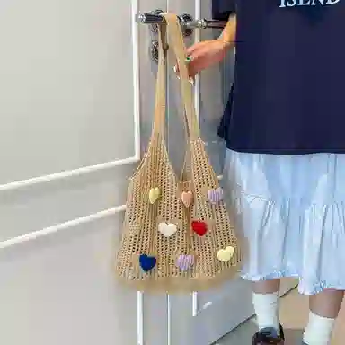 捷朗仕 大容量针织镂空百搭通勤休闲 织物 腋下包单肩包 常规 女款 白色/卡其色/浅蓝色/深蓝色