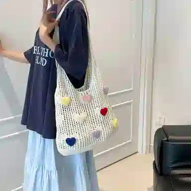 捷朗仕 大容量针织镂空百搭通勤休闲 织物 腋下包单肩包 常规 女款 白色/卡其色/浅蓝色/深蓝色