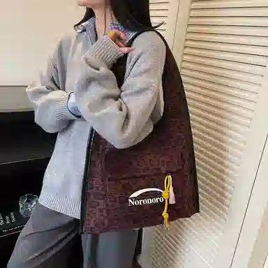 捷朗仕 秋冬季流行豹纹通勤百搭休闲托特包 麂皮 单肩包 女款 棕色/酒红色/绿色/黄棕色