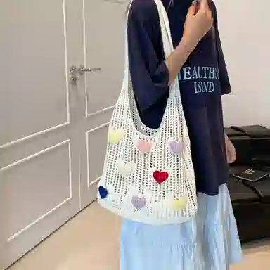 捷朗仕 大容量针织镂空百搭通勤休闲 织物 腋下包单肩包 常规 女款 白色/卡其色/浅蓝色/深蓝色