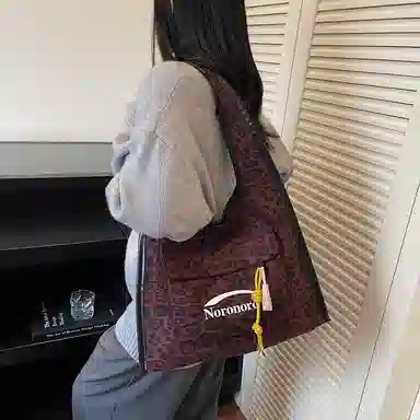 捷朗仕 秋冬季流行豹纹通勤百搭休闲托特包 麂皮 单肩包 女款 棕色/酒红色/绿色/黄棕色