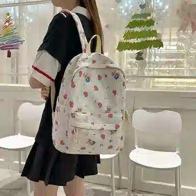 捷朗仕 可爱涂鸦印花高级质感温柔复古 尼龙 双肩包 女款 多色