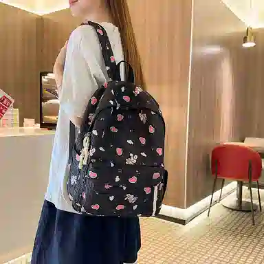 捷朗仕 可爱涂鸦印花高级质感温柔复古 尼龙 双肩包 女款 多色