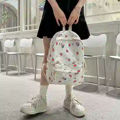 捷朗仕 可爱涂鸦印花高级质感温柔复古 尼龙 双肩包 女款 多色