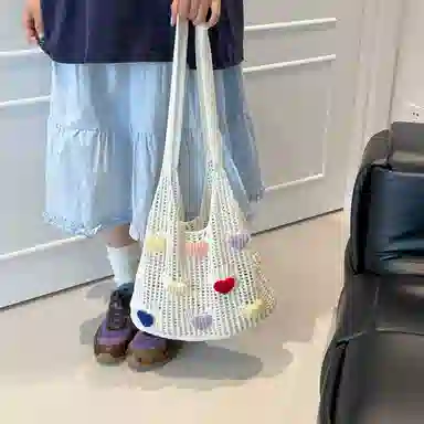 捷朗仕 大容量针织镂空百搭通勤休闲 织物 腋下包单肩包 常规 女款 白色/卡其色/浅蓝色/深蓝色