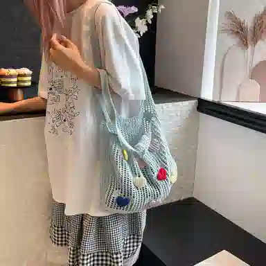 捷朗仕 大容量针织镂空百搭通勤休闲 织物 腋下包单肩包 常规 女款 白色/卡其色/浅蓝色/深蓝色