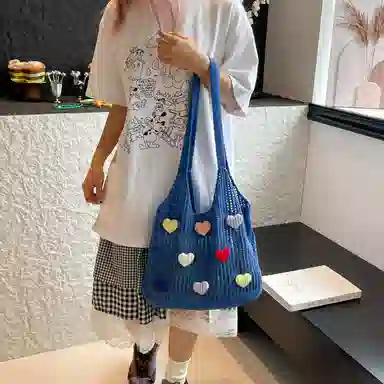 捷朗仕 大容量针织镂空百搭通勤休闲 织物 腋下包单肩包 常规 女款 白色/卡其色/浅蓝色/深蓝色