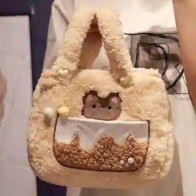 万童乐 可爱时尚百搭高级感 毛绒 手提包 女款 多色