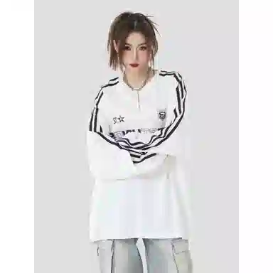 TONYBEAR Three Stripe Raglan Crewneck Sweatshirt