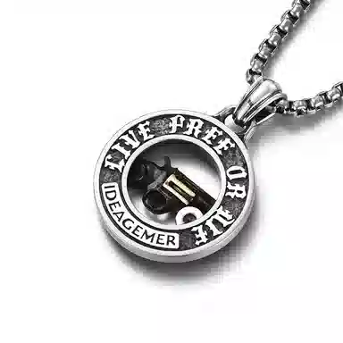 IDEAGEMER Gun Pendant Necklace 925 Silver