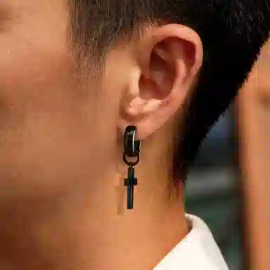 IDEAGEMER Cross Earrings Black