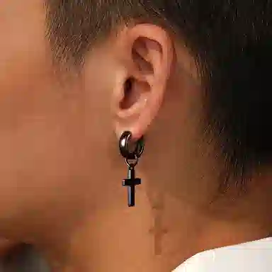 IDEAGEMER Cross Earrings Black
